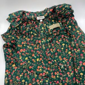J Crew Silk-twill ruffle-collar blouse